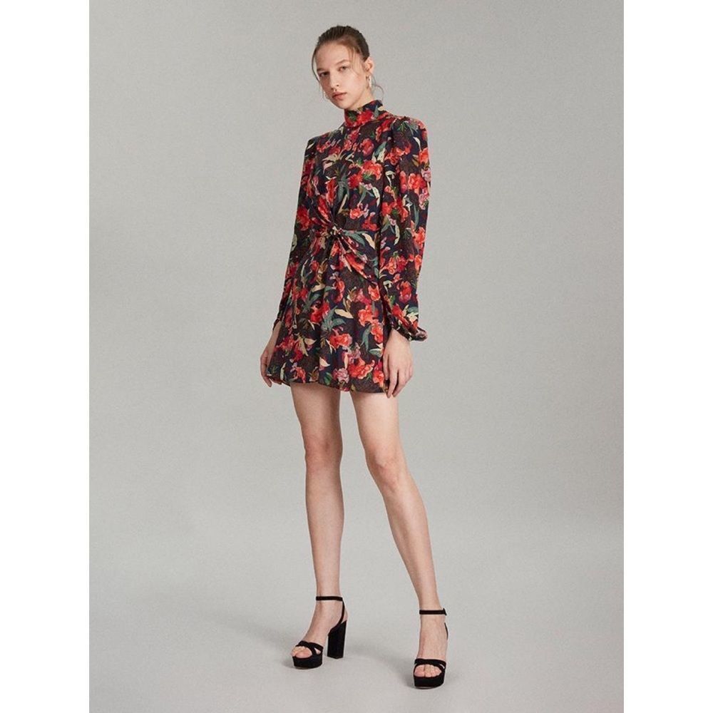 Saloni silk Demi Mini Dress - Dusk Moonflower Size 12